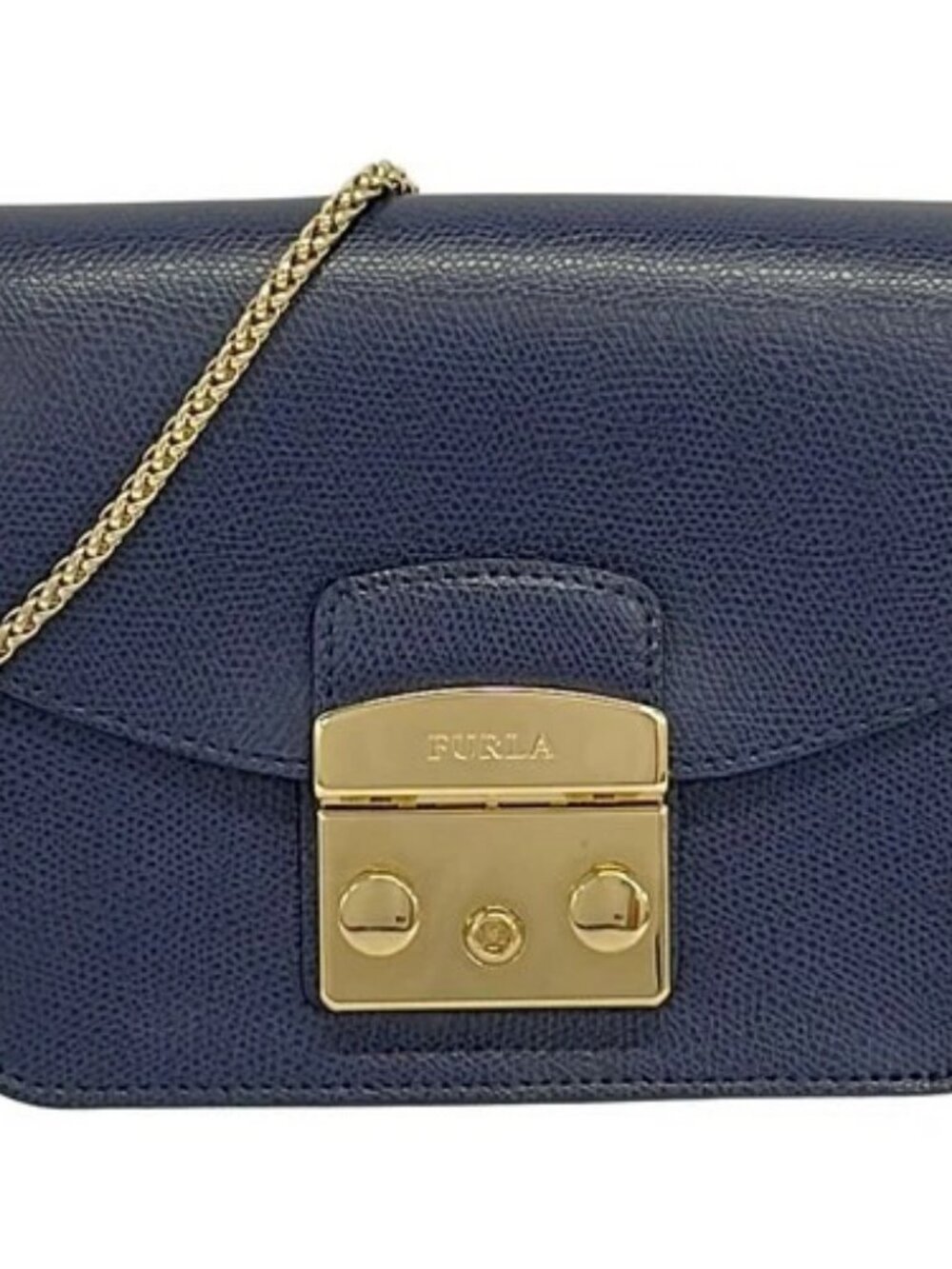 FURLA Metropolis Navy Leather Shoulder Bag